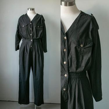 1980s DVF Jumpsuit Diane Von Furstenberg Cotton Coveralls M 