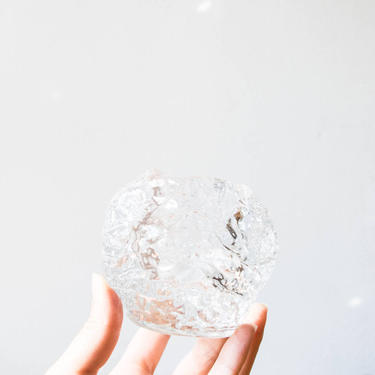 Vintage Kosta Boda Scandinavian Modernist Icy Glass Snowball Candle Holder // Ann Warff // Large Size 