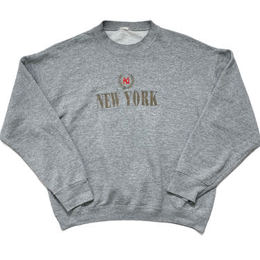 Vintage 1980s/1990s NEW YORK Embroidered Sweatshirt ~ fits M to L ~ Crewneck / Jumper / Pullover ~ Spellout ~ Soft / Worn-In / Thin 