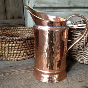 French Copper Pitcher Jug Artisan Crafted French Chateau Country Farmhouse 