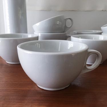 Set of Eight Restaurantware Coffee Cups  Made in USA White Ironstone Indestructible West VIRGINIA 