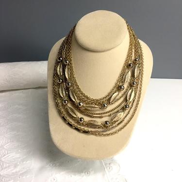 Kramer multi strand goldtone necklace - vintage fine costume jewelry 