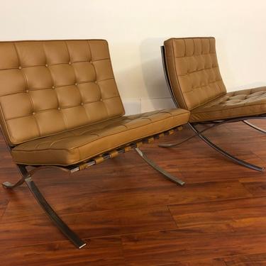 Barcelona Chairs by Mies Van Der Rohe for Knoll - a Pair 