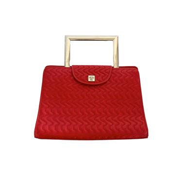 Versace Red Logo Top Handle Bag