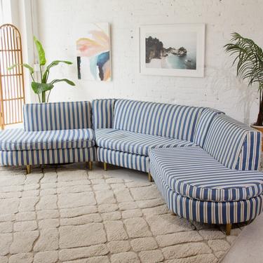 Three Piece Striped Sectional Sofa