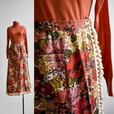 Vintage Heavy Cotton Floral Maxi Skirt 