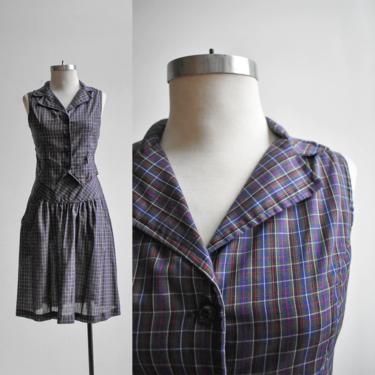 Vintage Plaid Skirt & Vest 2pc Matched Set 