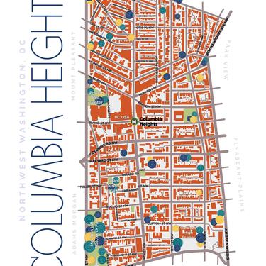 Columbia Heights DC Neighborhood Map 11x17 in print 