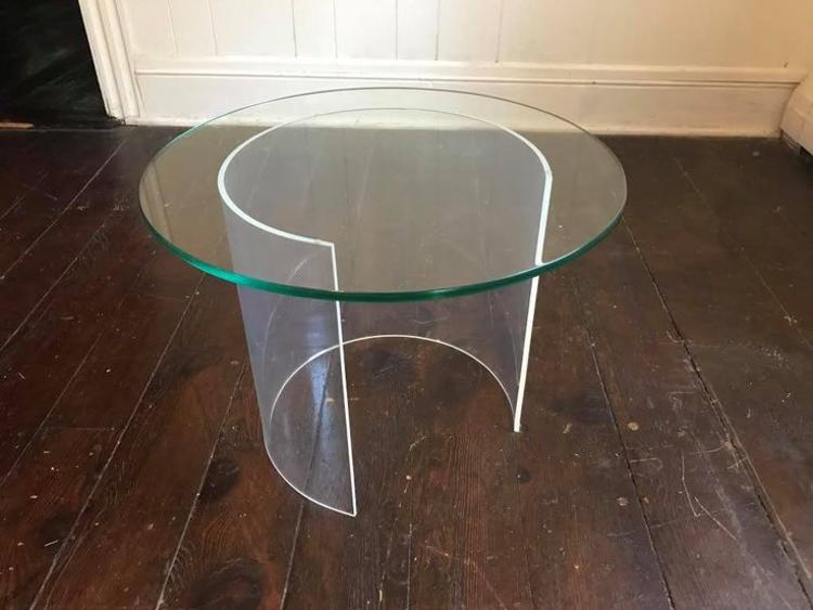 Mid-Century Modern Lucite and glass side table