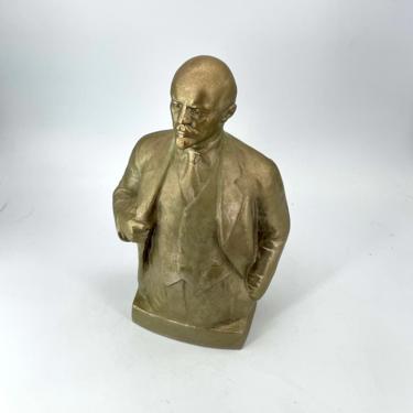 Vladimir Lenin Standing N. Teplov Silumin Cast Metal Alloy Sculpture Bust Vintage Mid-Century Spy Cold War Super Power Philosophy 