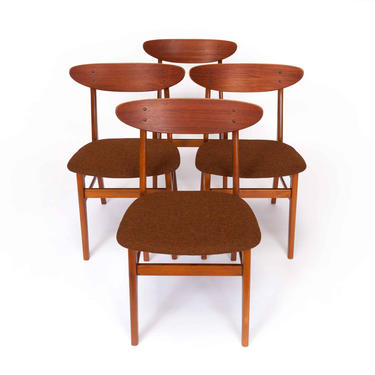 Vintage Danish Modern Set of Farstrup Mobler Teak &amp; Beech Dining Chairs 