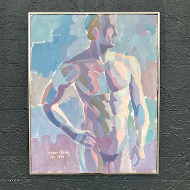 1986 Male Nude Abstract Painting
