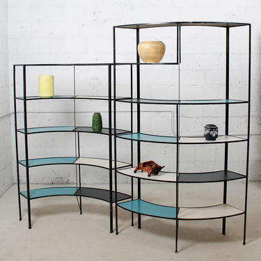 Rare Set of Frederick Weinberg Multi-Color Curved Shelving Units