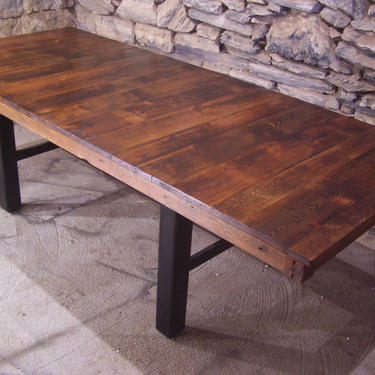 Free Shipping! Industrial Farmhouse - Contemporary Design Reclaimed Wood and Iron Dining Table 