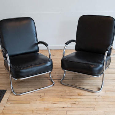 Kem Weber Art Deco Chrome Lounge Chairs