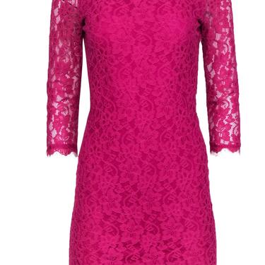 Diane von Furstenberg - Hot Pink Floral Lace "Zarita" Bodycon Dress Sz 4