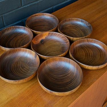 7 Mid-Century Teak Studio Craft Bowls Round Bottom Danish Scandinavian Denmark Finn Juhl Bojesen USA 