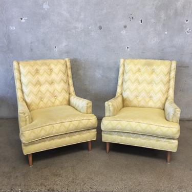 Pair of Mid Century Upholstered Lounge Chairs
