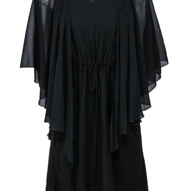 See by Chloe - Black Silky Sheer Flutter Sleeve Fitted Dress Sz 4