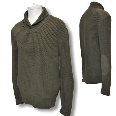 Vintage Polo by Ralph Lauren Army Green Military Style Sweater Size Large Unisex 100% cotton 