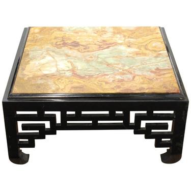 Mid-Century Modern Asian Style Cocktail Table with Marble Top