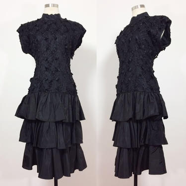 Vintage 80s Prom Dress / 80s Evening Dress / Lace Dress / 80s Costume / 80s Dress / 80s Party Dress / Black Dress / Bodycon Dress 