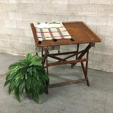 LOCAL PICKUP ONLY Vintage Wood Drafting Table Retro 1960's By Keuffel and Esser Company Dark Wood Grain Adjustable Architect Table or Desk 