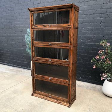 Vintage Barristers Oak Bookcase with Glass Doors 