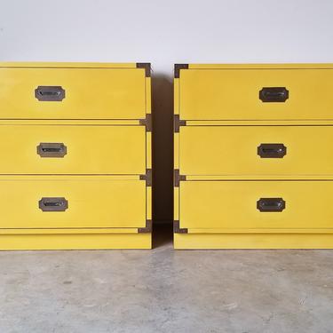 A Pair of Mid-Century &quot; Colormates &quot; Campaign Nightstands by Morris of California 