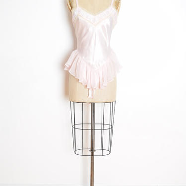 vintage 80s teddy pink satin chiffon lingerie ballet bodysuit one piece S small Victoria's Secret negligee 