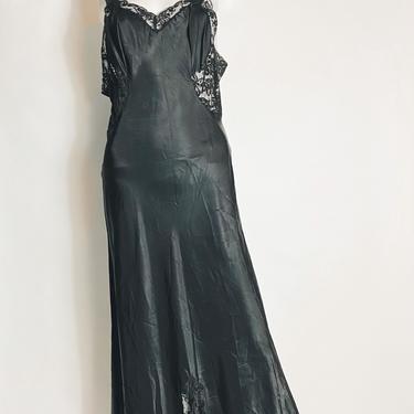 Vintage Black Barbizon Silky Nightgown 1970s 