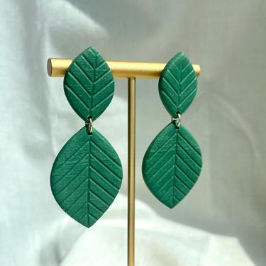Leaf Dangle Polymer Clay Earrings (Lightweight) by ClayJewelsByJules