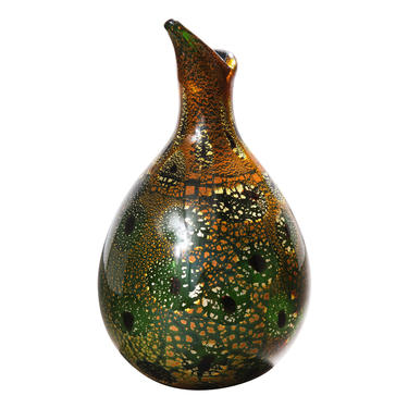 Giulio Radi Hand Blown Glass Vase with Gold Foil And Murrhines Ca 1950