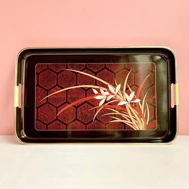 Japanese Floral Lacquer Tray 