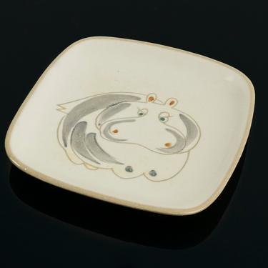 Glidden Ceramic Plate Hippo Hippopotamus Mid Century Modern 