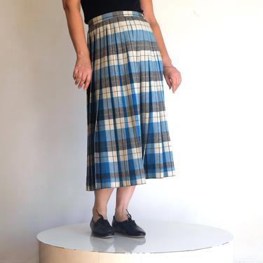 Vintage 1950s Reversible Wool Pleated Plaid Skirt 