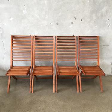 Set of Four Vintage Wood Folding Chairs