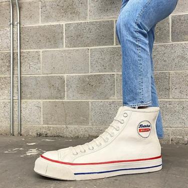 Vintage Bata Bullets Sneaker Statue Retro 1970s Contemporary + 24&amp;quot; Plaster + White + Red + Blue + Display From Shoe Store + Made in USA 
