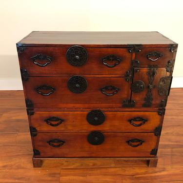 Two Piece Japanese Tansu Chest with Stand 