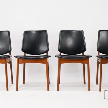 Lot of 4 Black Vinyl Danish Chairs