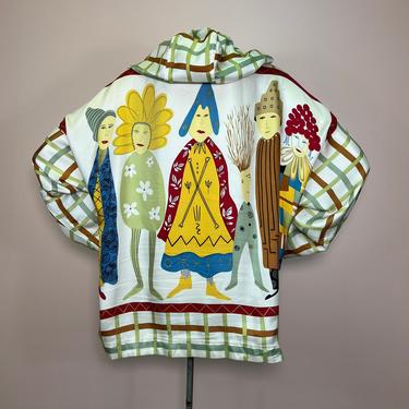 Vtg 1990 Issac Mizrahi x Maira Kalyan for Bergdorf Goodman silk hoodie 