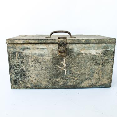 Vintage Solid Metal Industrial Storage Box 