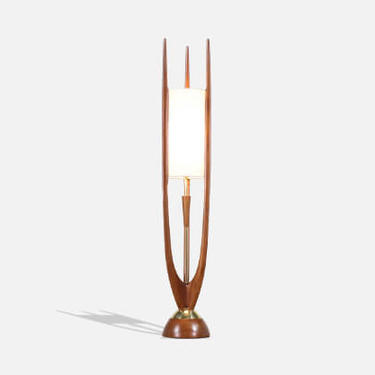 John Keal Sculpted Walnut Trident-Style Table Lamp for Modeline