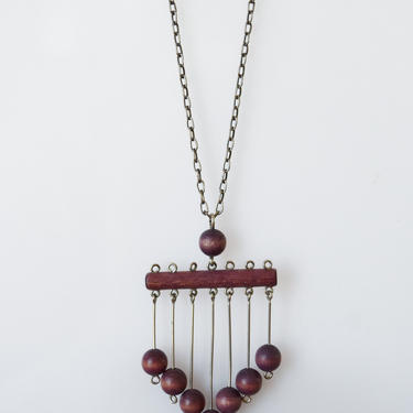 Vintage Kaija Aarikka Kinetic Wooden Necklace | 1970s Modernist Scandinavian Design Necklace 