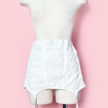 Large Size 1950's White Cotton Wide Garter Belt by Sears Vintage Lingerie 4 Garters 1960's Pinup 