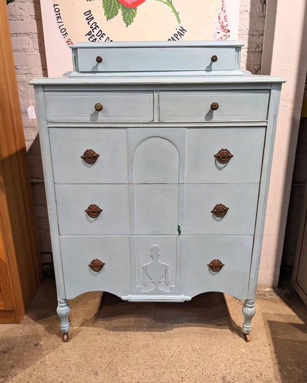 1930s blue painted chest