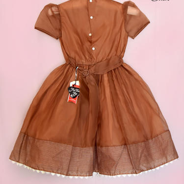 Vintage Little Girls SILK Dress - New with TAGS - Full Skirt Party Dress, New Old Stock, 1950's Kids Clothing 