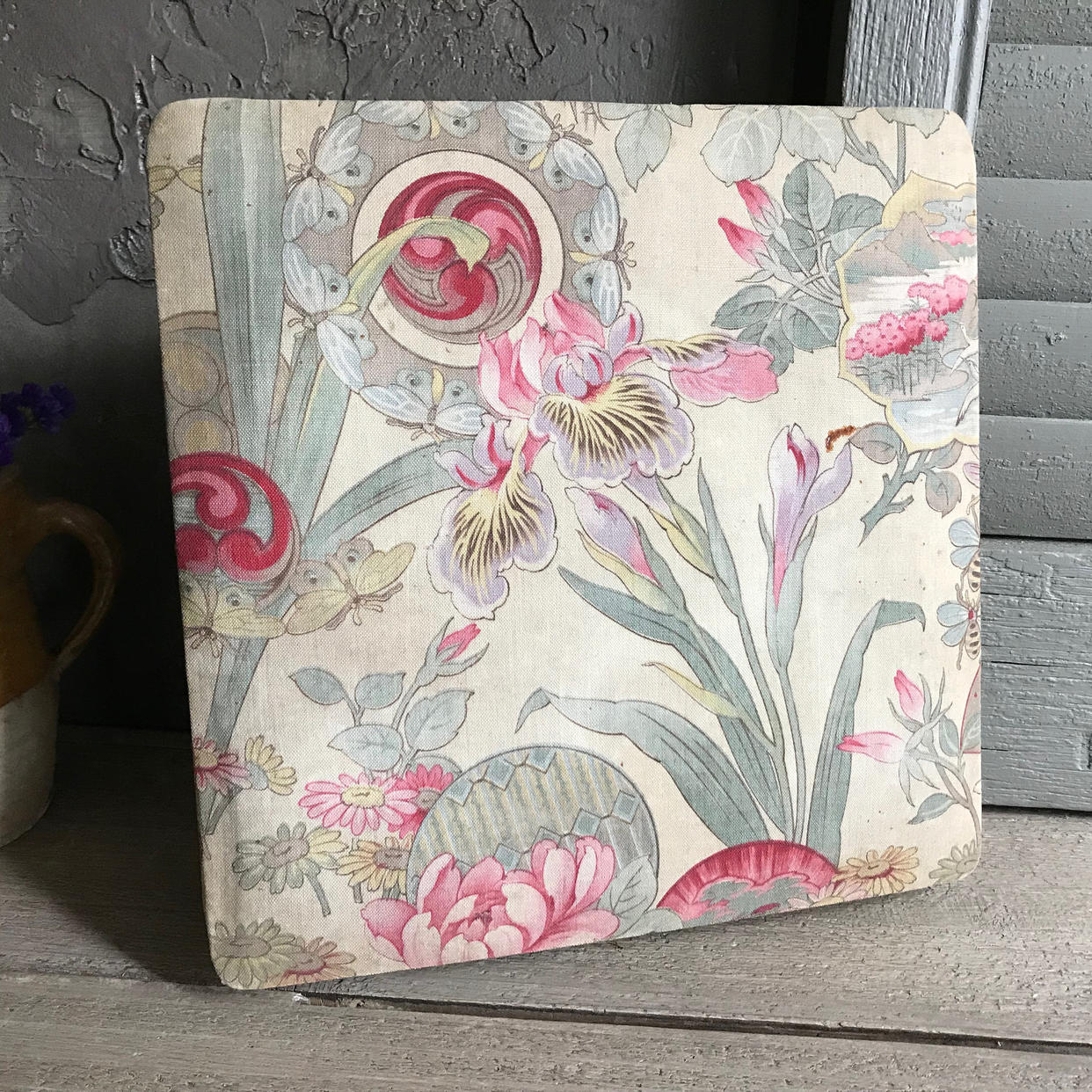 French Art Nouveau Floral Fabric Boudoir Box, Iris | Jan's Vintage ...