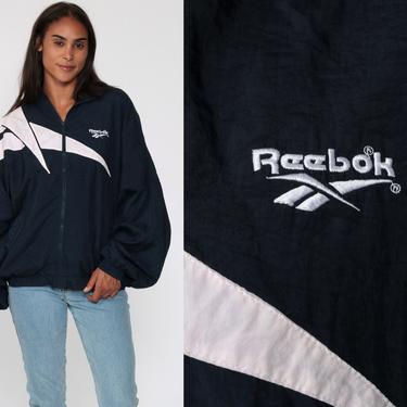 Reebok Jacket 90s Streetwear Windbreaker Jacket Navy Track Reebok Jacket 90s Streetwear Windbreaker Jacket Navy Track