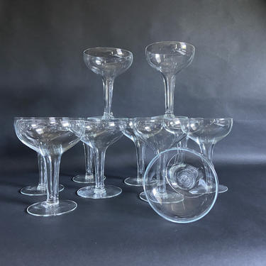 Vintage Hollow Stem Champagne Coupes, Champagne Glasses, set of 11 coupes, vintage wedding gift, toasting glasses 